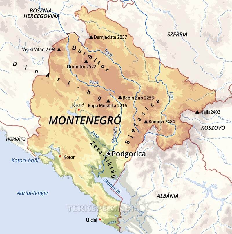 Montenegró térkép